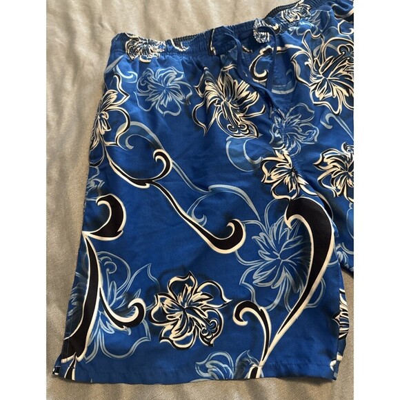 Men’s Speedo BLUE Floral Mesh Lined Elastic Drawstring Pockets Swim Trunks XL - Picture 2 of 8